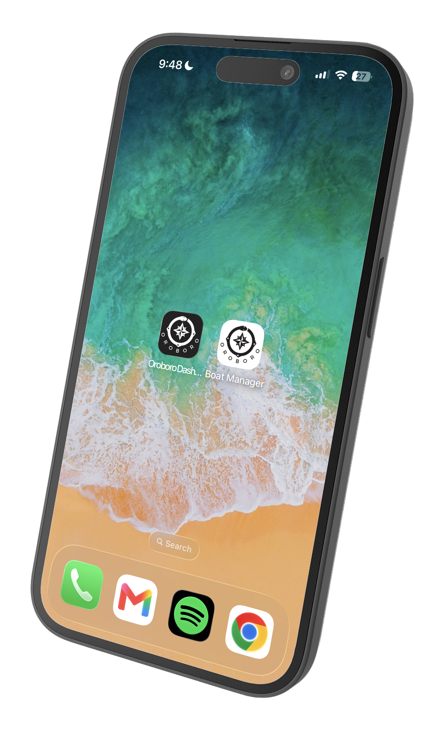 Oroboro Boat Manager icon installed on iPhone home screen alongside other apps
